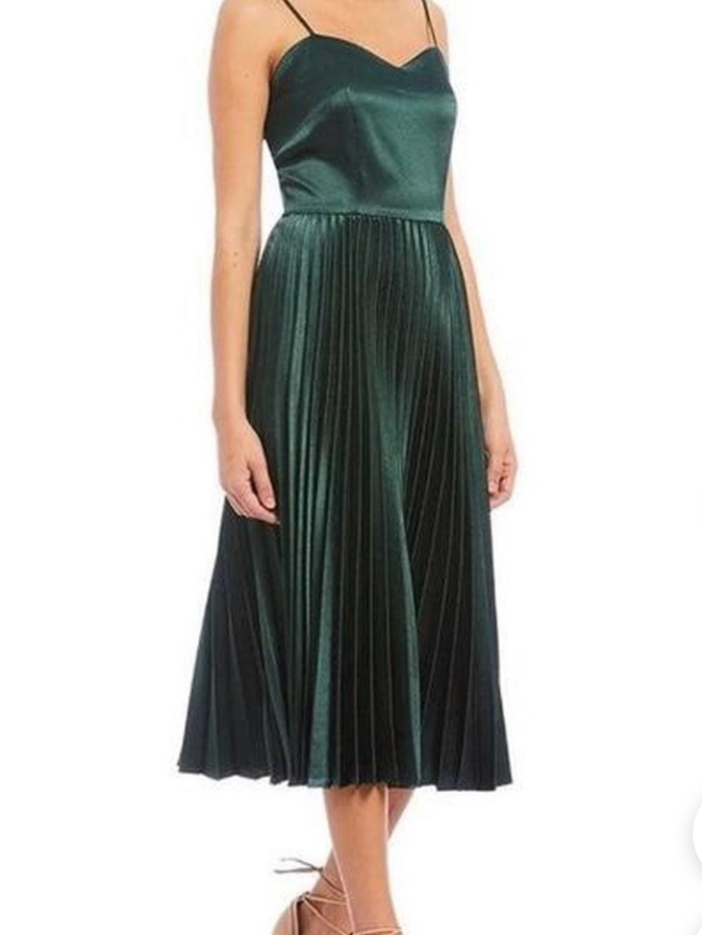 Gianni Bini Elegant Black accordion Dress with adjustable Spaghetti Straps - Picture 16 of 16